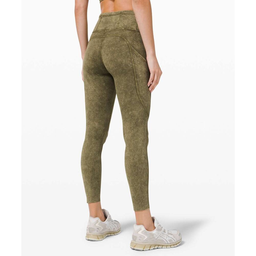 Lululemon Legging Fast and Free High Rise Tight Ice Dye Wash Moss 25" Green 2